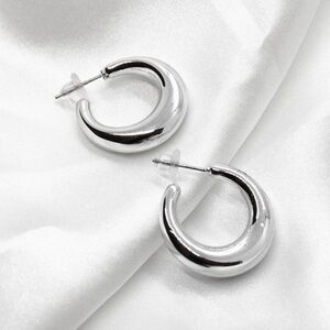 Metallic Silver Hoop Earrings
